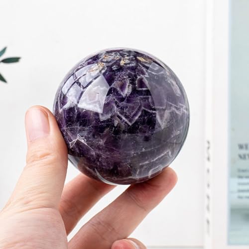 Sphère pierre précieuse améthyste violette, sculpture de collection 65mm - 8