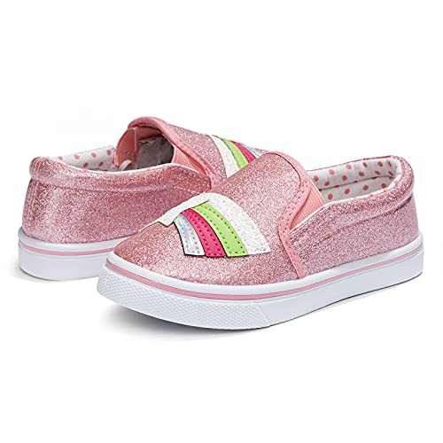 K Komforme Toddler Sneakers For Girls Boys Slip On Canvas Walking Shoes, Size 1 Big Kid, Pink Star #TOP4