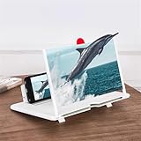 12' & 10' Mobile Phone Screen Magnifier, 3D HD Mobile Phone Magnifier Projector Screen for Movies, Videos, Foldable Phone Stand with Screen Amplifie, Supports All Smartphones (White (HD), 12')