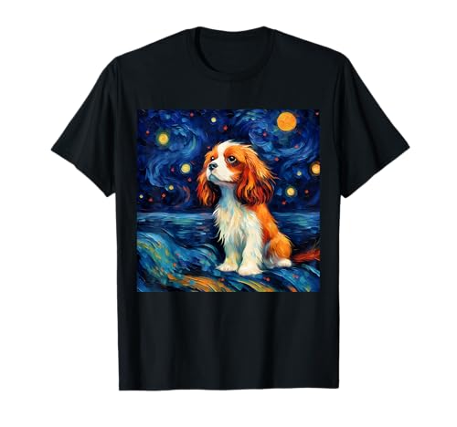 Surreal Starry Night Cavalier King Charles Spaniel Dog T-Shirt