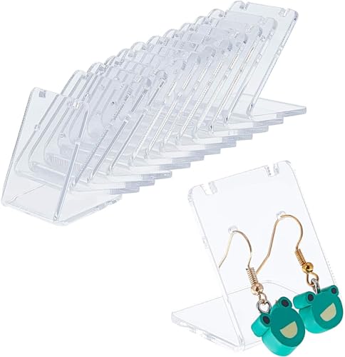 Kd3nesh 24 Pack Acrylic Earring Display Stand – 48 Holes L-Shape Jewelry Holder for Dangling Earrings, Studs & Necklaces | Clear Slant Back Jewelry Organizer for Shop Showcase & Home (PACK OF 24)