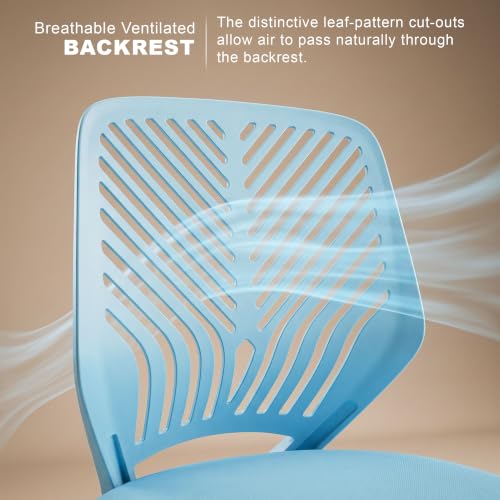 Image of DROGO Nova Ergonomic Office Chair, Armless Mesh Desk Chair with Breathable Backrest & Height Adjustable Seat, Soft Cushioned Computer Chair for Home, Study & Bedroom, 1 Year Warranty (Blue)
