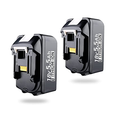 Ersatzakku für Makita Akku 18v 5.5Ah Li-ion Akku BL1850B BL1850 BL1860B BL1860 BL1840B BL1840 BL1830 BL1835 BL1845 LXT-400 mit LED Indikator Werkzeugakku 2 Stück Cover