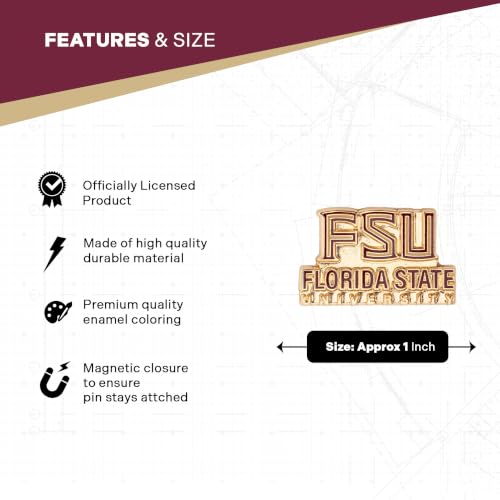 Image of Desert Cactus Florida State University Magnetic Metal Lapel Pin (F) | Officially Licensed FSU Florida State Seminoles Enamel Finish Lapel Pin Formal Wear Bag and Hat Jewelry Tie Track Brooch Pin
