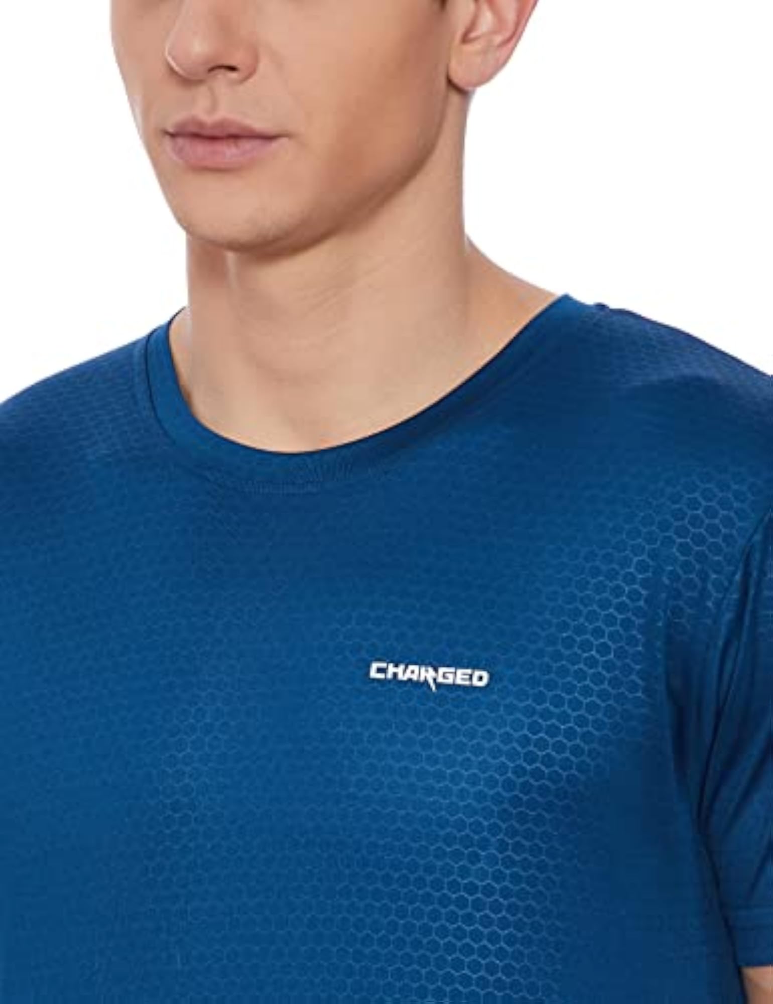 Brisk-002 Melange Round Neck Sports T-Shirt, Black, Size Large