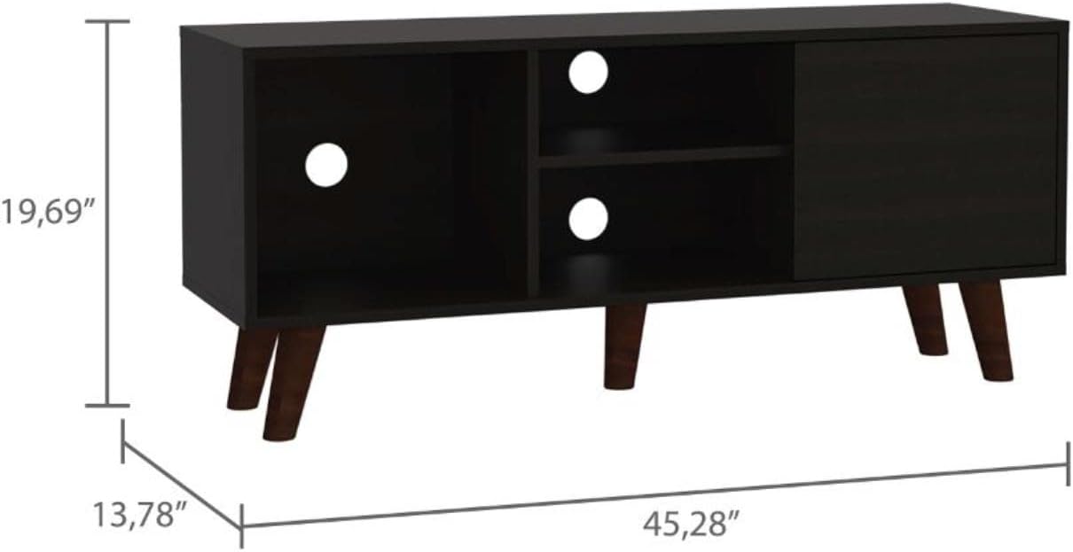Ontario Tv Stand for TV´s up 52", Three Shelves, Single Door Cabinet, Black