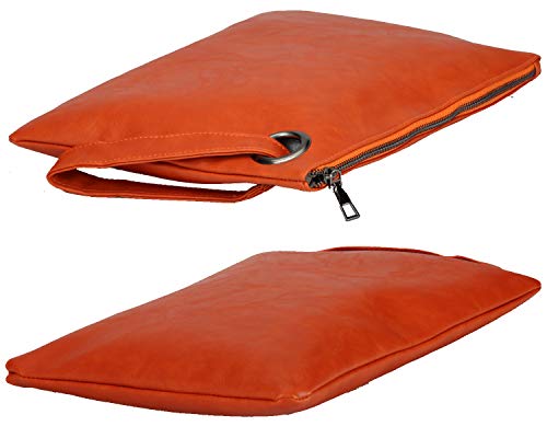 Amaze Womens Oversized Clutch Bag Large Pu Leather Pouch Evening Handbags Envelope Purse With Wristlet Shoulder Lady (Orange) #TOP2