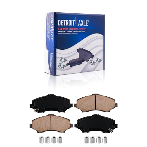 Image of Detroit Axle - Front Brake Kit for 2007-2017 Jeep Wrangler, 2018 Wrangler | JK Drilled & Slotted Brake Rotors Ceramic Brakes Pads Replacement 11.89 inch Rotors