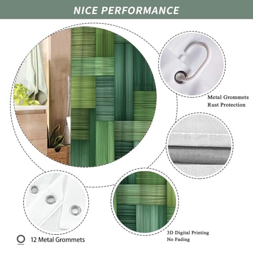 Rideau de douche rayures vertes de qualité supérieure, motif géométrique vertical - 4