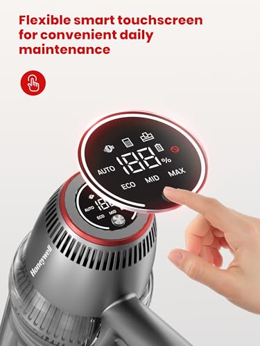 Honeywell Smart Cordless Vacuum Cleaner w/Automatic Adjustment, 10-in-1 Lightweight Stick with 3000mAh Battery 70Mins Runtime, Rechargeable Vacuum for Pet Hair/Carpet/All Floor, VC14, Graphite/Red - Image 4