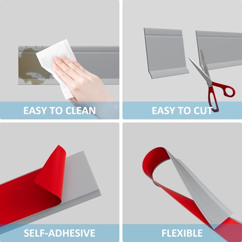 Image of Duzzy Flexible Baseboard Trim, 6 Inch(H) x 20 Feet(L) Peel and Stick Vinyl Baseboard Molding Trim, Self-Adhesive Wall Base Cove Base