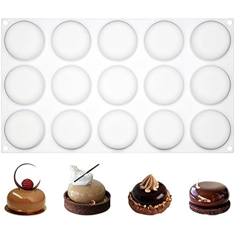 FUNSHOWCASE 15 Cavities Curved Round Stone Silicone Mold Tray per Cavity 1.8x1.8x0.7inch Cover