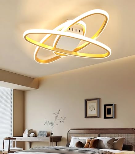 Plafonnier LED moderne 56W or réglable pour chambre