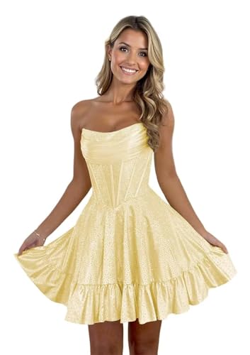 Sparkly Sequin Homecoming Dresses for Teens Short Ruffle Prom Dress A Line Mini Cocktail Party Gown AP77