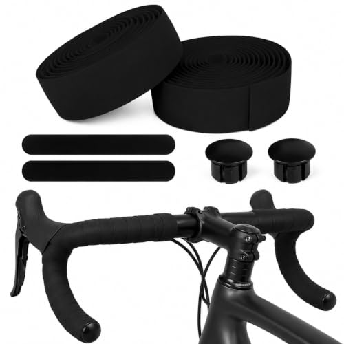 PSLER Bike Handlebar Tape - EVA Bike Grip Tape for Road Bike 2 Rolls Black