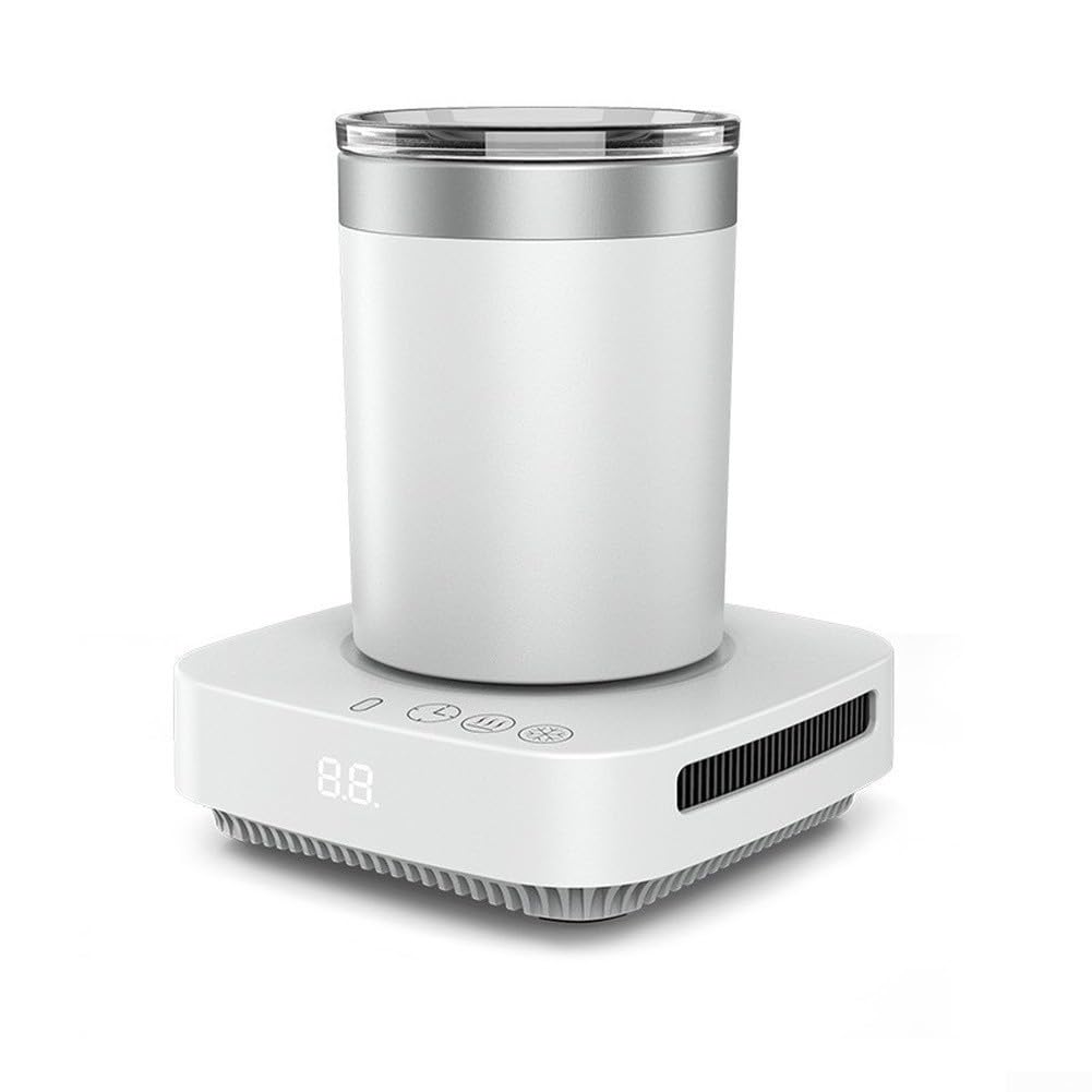 Posavasos inteligente con control de temperatura con modos de calor dobles y función de enfriamiento rápido con pantalla transparente para tazas de metal de vidrio