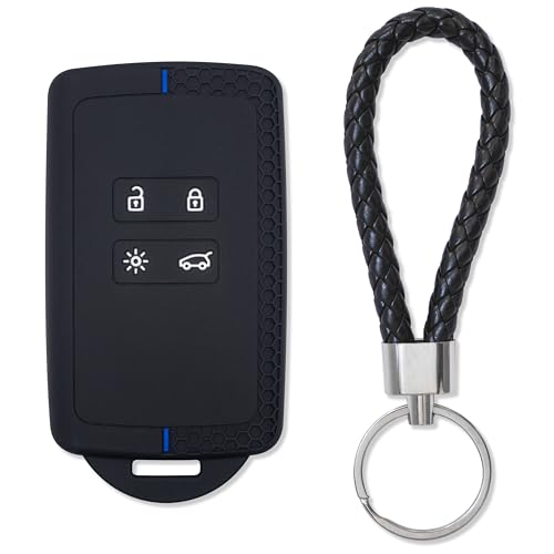 Yumzeco Cover Per Chiave Auto In TPU (Bianco), Custodia Protettiva A 360° Per Telecomando Renault Clio Megane Kadjar Dacia Duster, Con Portachiavi In Lega E Cacciavite - 3