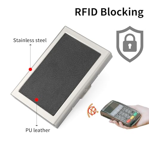Image of Credit Card Holder Wallet for Women Men Stainless Steel Metal Card Case RFID Blocking Business Card Protector Case with 6 Slots