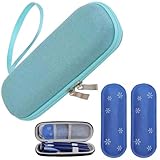 Insulin Cooler Travel Case with 2 Ice Packs, Portable Insulin Travel Case, Diabetic Medication Insulated Organizer Cooling Pouch for Blood Glucose Monitor Supplies (Blue)