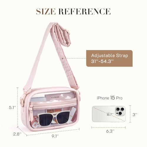 Image of Missnine Clear Bag for Stadium Events Quilted Clear Purse for Women Stadium Approved PVC Crossbody Concert Bag