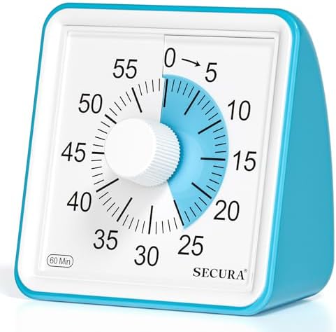 Secura 60-Minute Visual Timer, Classroom Timer, Countdown Timer f...