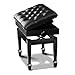 Hocker CJC Pianino ławka do fortepianu, regulowana z półką z grubą i miękką poduszką ze skóry PU, do stołka fortepianowego Deluxe Comfort (kolor : czarny)