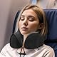 Nackenkissen Flugzeug, Reisekissen Auto Travel Pillow aus Memory Foam mit samtweichem Bezug, Nackenhörnchen Erwachsene für Reisen, Camping, Büro und Haus (Schwarz)