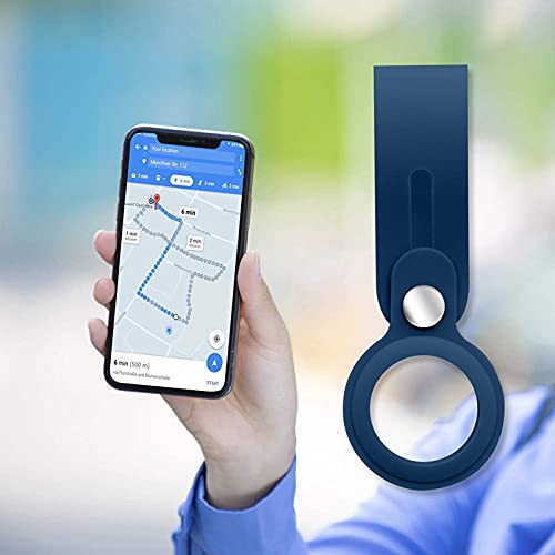Image of Foso() Silicone Loop Case for Apple Airtag - Key Finder Secure Holder with Buckle Protector Skin Cover with Long Strap for Apple Bluetooth Item Tracker Soft Keychain Locator Luggage Tag (Blue)