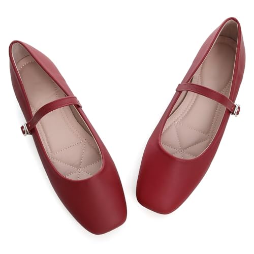Image of LUXINYU Women's Slip on Flats,Classy Round Toe Solid Classic Mary Jane Ballet Dance Shoes Soft Comfortable PU Flat Shoes