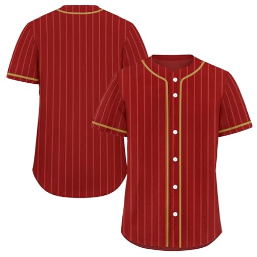 Image of AWSOLE Unisex Solid Baseball Jersey Hip Hop Casual Short Sleeves Button Down T-Shirt for Men Women