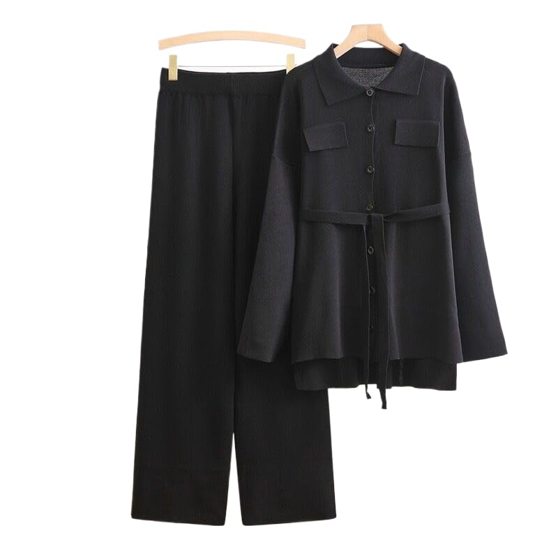 Completi da Donna 2 Pezzi Tuta - Inverno Caldo Moda Casual Maglia Monopetto Bavero Cadigan Top Stile Coreano Pantaloni A Vita Alta Tuta Loungwear