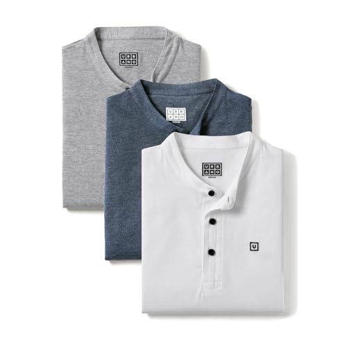 Image of Urbano Fashion Men's Multicolor Solid Mandarin Collar Slim Fit Cotton T-Shirt Pack of 3