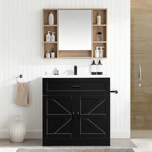 4ever2buy 31" Bathroom Vanity with Sink, Farmhouse Bathroom Vanity Cabinet