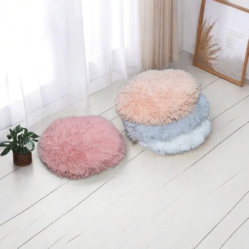 RICHRAIN Katzenkissen Rund,Plüschkissen für Katzen und Hunde, rund, warme Matte, weich und bequem, für Wohnzimmer (Beige, S 37CM)