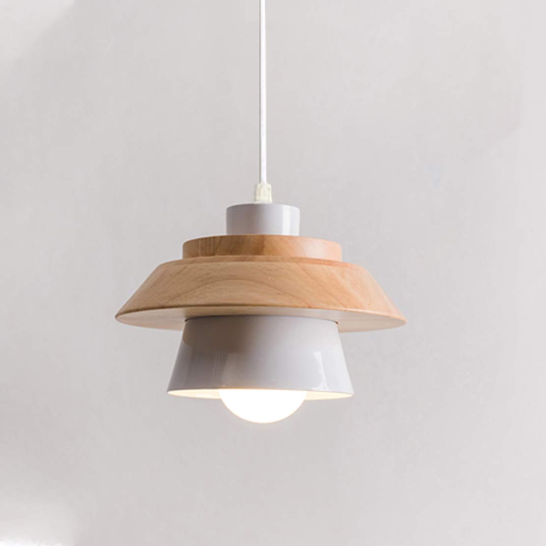 YOXANG Chandelier Solid Wood Art Simplicity LED Creativity Mushroom Shape Pendant Lighting Ceiling Restaurant Bar Bedroom Bedside Hanging Lights H12 X D20 cm E27 Lamp Holder (White,Mushroom)