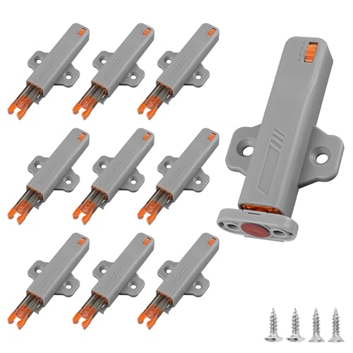 Redunest Push to Open Door Latch 10 Pack Non-Magnetic Heavy Duty Push Latch for Hidden Door Push Release Drawer Pull Touch Lock Tip On RV Closet Close Strong Pop Out Push to Open Cabinet Hardware