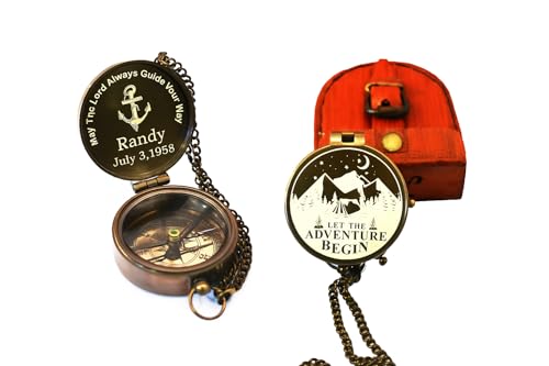 Brújula de latón personalizada, regalo único con grabado, diámetro 2 pulgadas miniatura 3