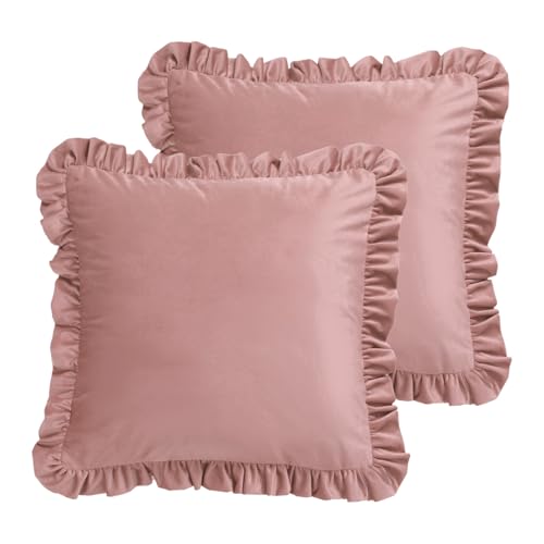 patdrea Vintage Dark Peach Velvet Throw Pillow Covers,Set of 2,22"x22"