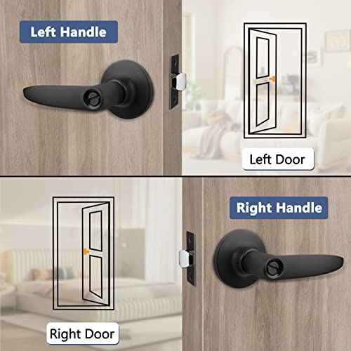 Foinwer 4 Packs Black Door Handle, Straight Door Lever Interior Handle For Bed/Bathroom, Privacy Door Knob With Lock, Left & Right Hand Door Reversible #TOP4