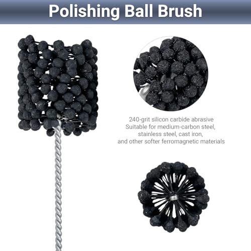 Image of Cylinder Hone, 240 Grit Silicon Carbide, 3 inch (76.2mm) Diameter Ball Hone | for Hole Diameters 2 7 /8 inch - 3 inch, Cylinder Engine Sanding Brush for Mild Steel, Stainless Steel and Cast Iron