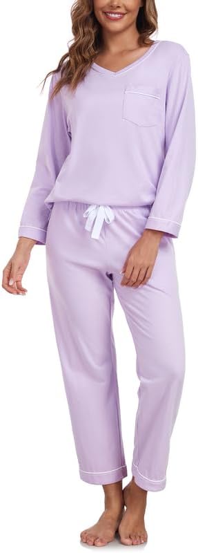 CF 100% Cotton Pajamas for Women Set Soft Comfy Fall PJ Sets for Woman 2 Piece Lounge Set Long Sleeve Tops and Pants S-XXL - Image 3