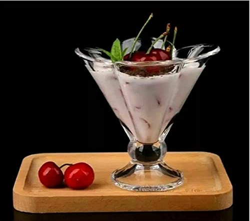 Image of MARTVIA 300ML Ice Cream Glasses Cups Dishes for Desserts, Milkshake,Fruit and Pudding Glass Serving Bowls, Perfect for Home, Restaurants and Parties Dishwasher Safe (Lotus Cups, Set of 2)