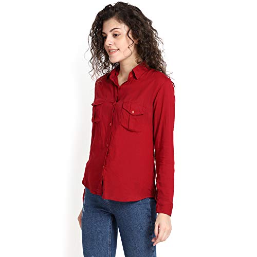 Image of C.Cozami Casual Long Sleeves Double Pocket Women's Rayon Shirts