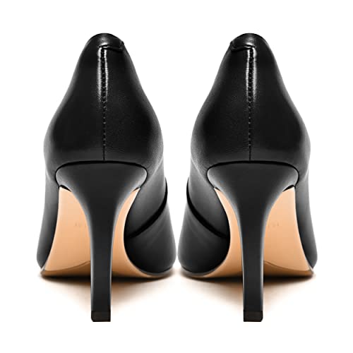 FEMSTEP Womens Dress Slip On Matte Leather Evening Pointed Toe Stiletto High Heel Pumps Shoes 3.3 Inch4
