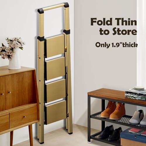 Taranta 4 Step Ladder,Step Stool Foldable,Aluminum Ladder-Gold by taranta - Used condition - Image 5