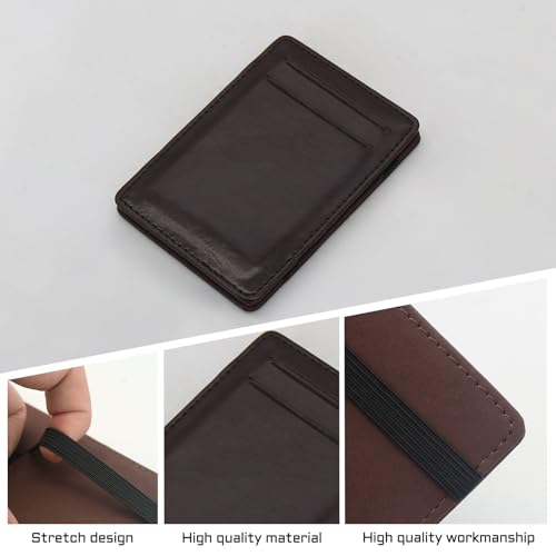 Magic Wallet, Money Clip Wallets for Men with 4 Card Slots and Banknote Slots, Ultra-Thin Double Fold Minimalist Wallet for Men (Brown)3
