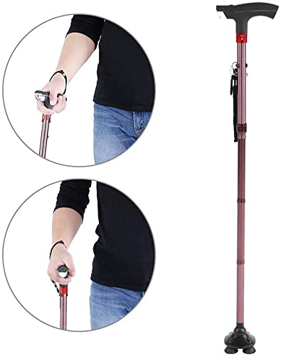 Bastones para Caminar para Personas Mayores, bastón Plegable, aleación de Aluminio, guía Plegable para bastón para Personas Mayores, muleta con luz LED, Alarma, bastón Plegable con Andador con luz