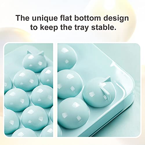 La Chat Round Ice Cube Tray, Mini Ice Ball Maker Mold With Lid For Freezer Circle Ice Cube Molds Making 1.2Inch*66Pcs Sphere Ice For Chilling Drinks Coffee Juice Tea 2 Trays (Blue) #TOP4