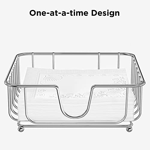 Napkin Holder For Table, Gmfine Chrome Napkin Holder For Kitchen, Modern Neat Metal Napkin Holder, 6.9" X 6.9" X 2.2" Inside Size #TOP2