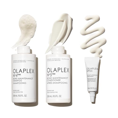 Olaplex Wash & Shine Fine Hair Kit: Nº. 4FINE, Nº. 5FINE, Nº. 0.5, Shampoo & Conditioner Set | Gently Cleanses to Volumize & Strengthen | Hydrates & Soothes Scalp | For Coily, Curly, Straight, & Wavy